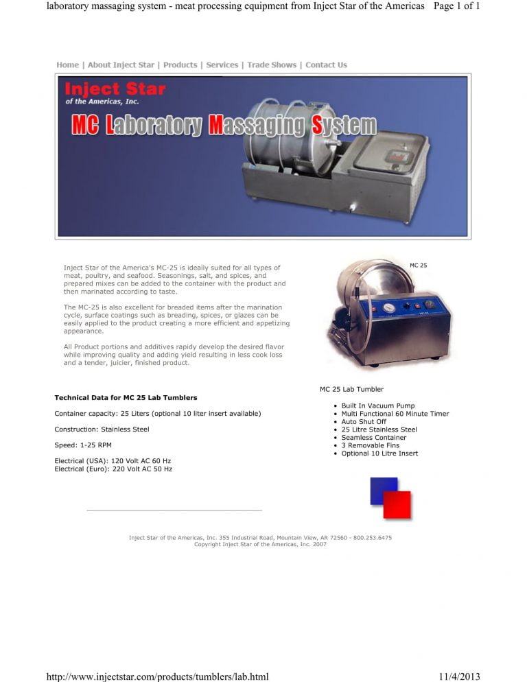 Inject Star MC 25 Lab Tumbler Brochure