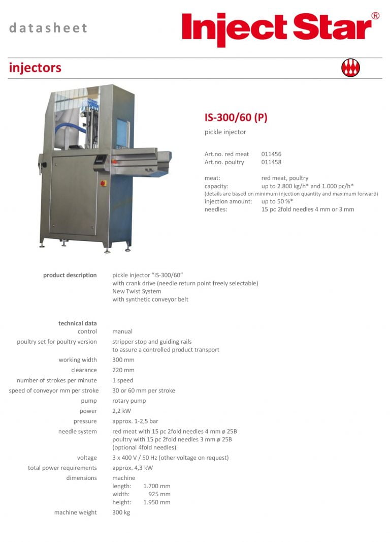 Inject Star IS-300/60 (P) Pickle Injector Brochure
