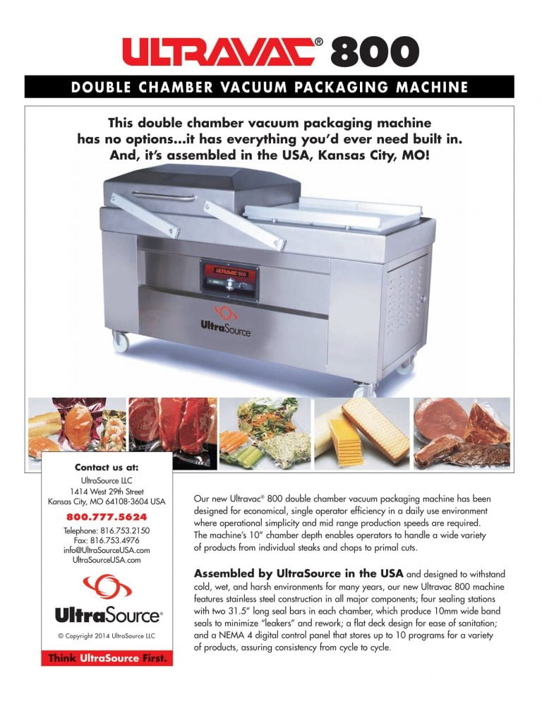 Ultravac 800 Double Chamber Vacuum Packaging Machine Brochure