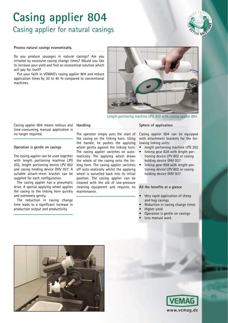 Vemag 804 Casing Applier Brochure