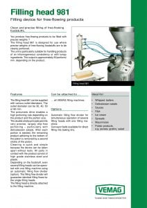 Vemag 981 Filling Head Brochure